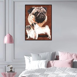 SOHUKU Pug Dog Diamond Painting by Numbers Diamond Art Kit for Adults Beginner, DIY 5D Full Drill Diamond Dots Painting Gem Art Craft for Home Wall Decor12x16 inch