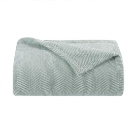 Aston & Arden Chenille Throw Blanket - 100% Ringspun Cotton All Season, Luxury Hotel Quality, Soft on Skin, Breathable, Heavyweight 400 GSM for Bed, Sofa, and Chair, Throw, Pistachio Green