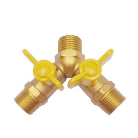 BesNPT 1/2" Male Thread Brass 3 Way Shut Off Valve Y Shaped 2 Switch Ball Valve