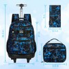FTJCF 3Pcs Rolling Backpack for Boys, Men Roller Bag with