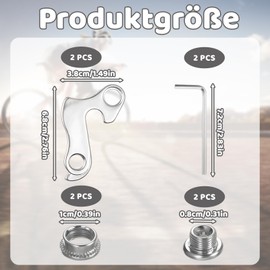 Derailleur Hanger for Shimano & Cube Bicycle, Pack of 2 Bicycle Rear Hook with 2 Keys, Rear Derailleur Hanger, Bicycle Suspension Gear Hook with Screws, Bicycle Replacement Parts