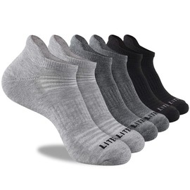 LITERRA Mens Ankle Socks 6 Pack Low Cut Athletic Running Cushioned Tab Socks