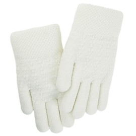 Kids White Gloves Winter Warm Gloves for Boys Girls Knitted Gloves Thermal Fleece Lined Mittens 1 Pair White 5-12 Years