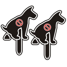 2 Pack No Poop Dog Signs - 11"x8.3" Aluminum Yard Sign with Stake Double Sided for Lawn Weatherproof and Outdoor Use