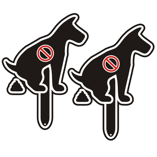 2 Pack No Poop Dog Signs - 11"x8.3" Aluminum Yard