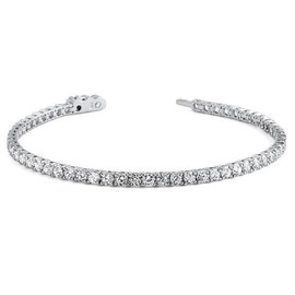 PORI JEWELERS Cubic Zirconia Bracelet - Sterling Silver Round Cut 3MM | Classic, Elegant Design (7)