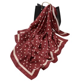 FAIRYGATE Schal Rot Damen Seide Tuch Damen Halstücher Quadratisch Seide Gefühl Seidig Schal Tuch mit Muster DA2422