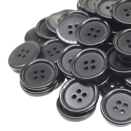 YaHoGa 40 botones de resina negra de 30 mm para costura, artesanía, abrigos, ropa, color negro (30 mm)
