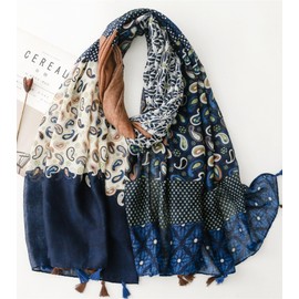 Canxiaoba Travel Boho Scarf for Women Casual Lightweight Pashmina Scarves Fashion Multicolor Shawl Wraps with Fringed Beads (black(SL2408-007))