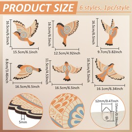 BENECREAT 6Pcs Wooden Bird Wall Art Set, Rustic Flying Birds Decor for Home, Natural Wood Wall Sculptures with Easy Installation, Bedroom & Living Room Decoration