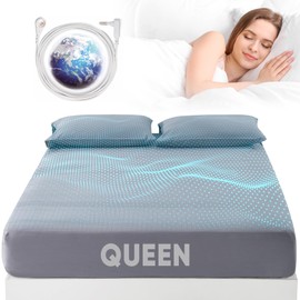 Grounding Sheet Queen Size - 95% Organic Cotton + 5% Pure Silver Fiber, Grounding Sheet Earth Connected Bedding (60"x 80"x 13" Gray) Fitted Earth Sheets with Grounding Cord