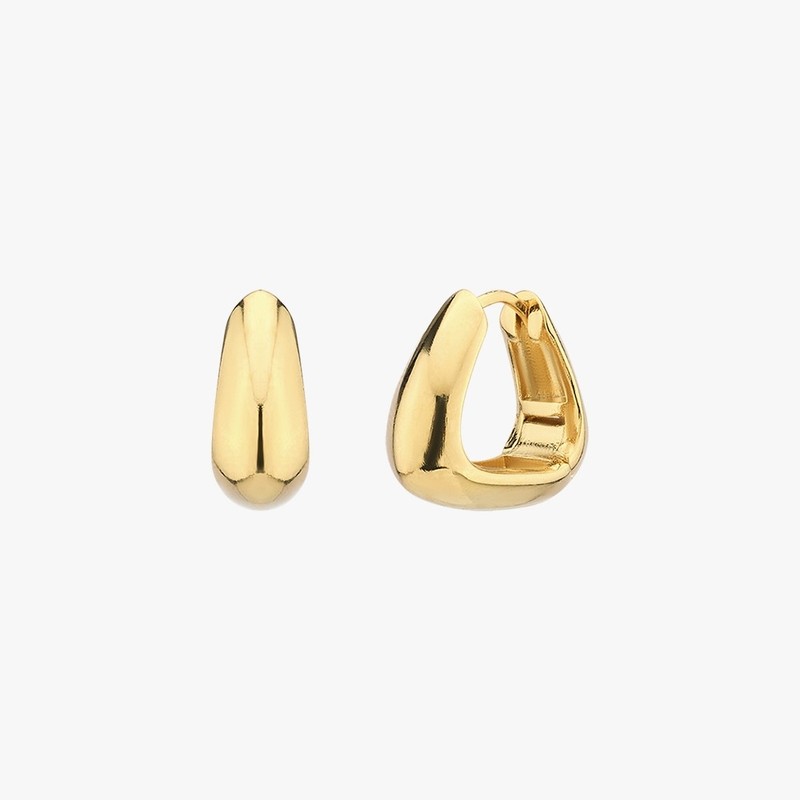 Gold&Deer 14K Goldfield Bold Drop Triangle One-Touch Earrings Ash Gold