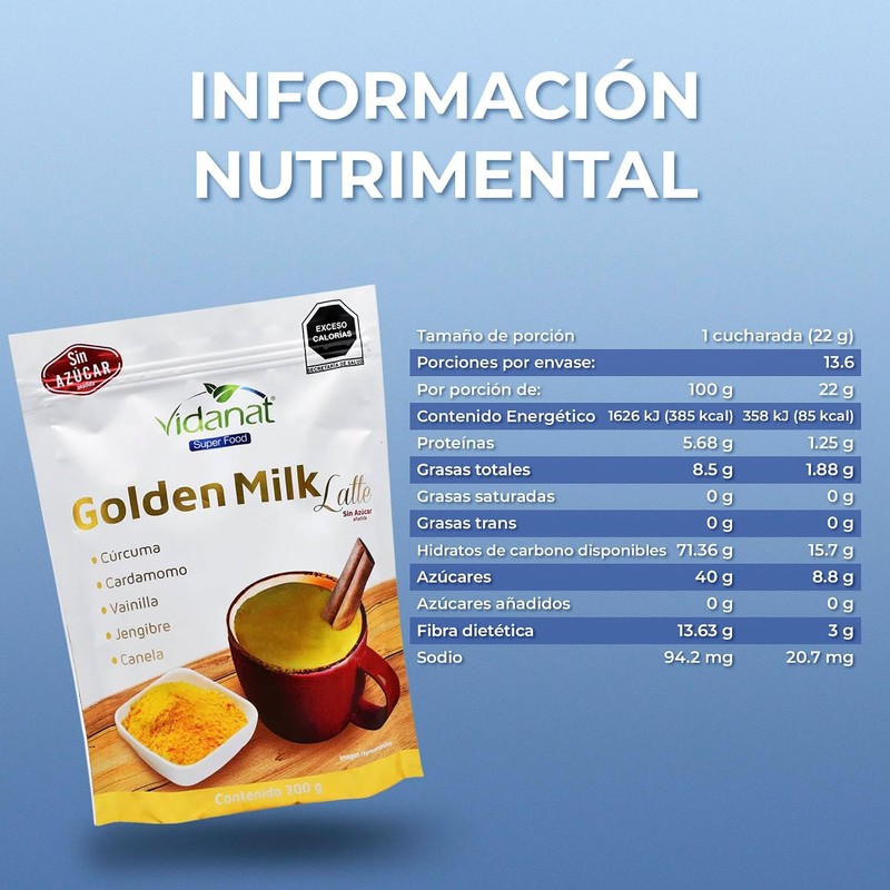Vidanat Golden Milk 300 g – Mezcla Natural para Bebida