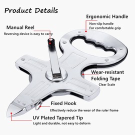 Utoolmart 100m / 328ft Tape Measure,Portable Steel Frame Ruler, Metric Scale Stainless Steel Ruler,Precision Measuring Tools