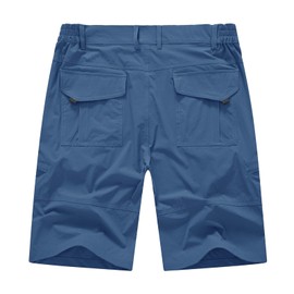 BASUDAM Pantalones Cortos de Senderismo para Hombre, elásticos, de Secado rápido, Ligeros, Pantalones Cortos de Trabajo, 6 Bolsillos para Camping, Viajes, Azul Oscuro, 36