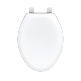 Gerber Elongated Toilet Seat with Cover, Standard Close, Quick & Easy Install, Heavy-Duty Plastic, Adjustable Fit for Standard Elongated Toilets, Durable & Fade-Resistant, White G0099216