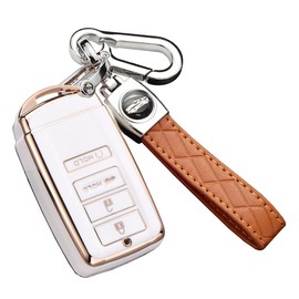ontto for Acura Key Cover Soft TPU Key Fob Case with Keychain Fit for Acura MDX RDX RLX TLX Beige