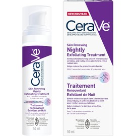CeraVe Skin Renewing Nightly Exfoliating Treatment for Healthy Aging, Fine Lines, Wrinkles, Dullness and Pores. Face Serum with Glycolic Acid, Hyaluronic Acid & Ceramides. Developed with Dermatologists, Non-irritating, Fragrance-Free, 50ml