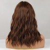 HAIRCUBE Long Brown Wavy Wigs for Women, Synthetic Wig Made