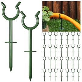 Taiyin 20 Pcs 3/4'' Garden Hose Holder Brackets Garden Guide Holder Decorative Outdoor Guide Stakes Support Spike Plant Tool to Keep Off Lawn for Yard (Green)