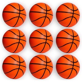 CALI KIWI PROS 9 Pack 5 inch Quality Mini Basketballs and Pump - Best Value - Indoor or Outdoor, for Pool, Top Colors for Team Games. (Orange)