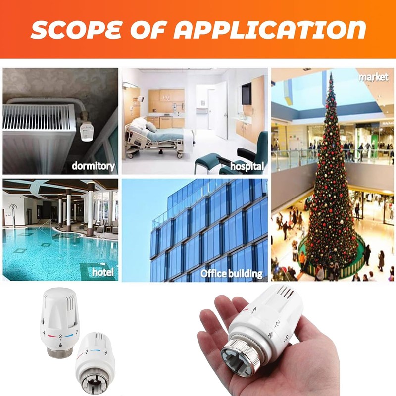 2 PCS Thermostatic Radiator Valve Head, Universal TRV Valves Head