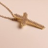 Agriajun Cubic Zirconia Gold Cross Pendant Necklace Link Chain for