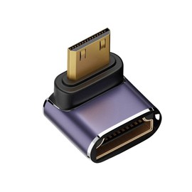 cablecc Down Angle Mini HDMI Male to HDMI 2.1 Female UHD Extension Gold Converter Adapter for 8K 60hz HDTV