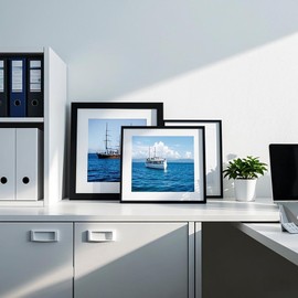 Szyeequoo A4 Picture Frame 2 Pack, 21x29.7cm Adjustable Horizontal/Vertical Display Photo Frame with Tabletop Stand & Wall Hanging, Black A4 Frames for Home/Office Decor (Matted to A5 Frame)