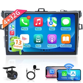 Car Radio Stereo for Toyota Corolla 2009-2012: Upgrade 8 Core 4G+32G Android 13 5G-WIFI 9" 1280*800 Touch Screen - Wireless Carplay Android Auto GPS Bluetooth 5.0 RDS FM Mirror Link Backup Camera SWC