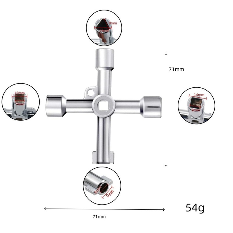 4-Way Multi-Functional Utilities Key, 2 Pcs Plumbing Wrench, Opening Tool