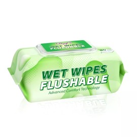 DAFI Flushable Wipes for Adult Wet Wipes,80 Count Unscented Toilet Wipes Flushab