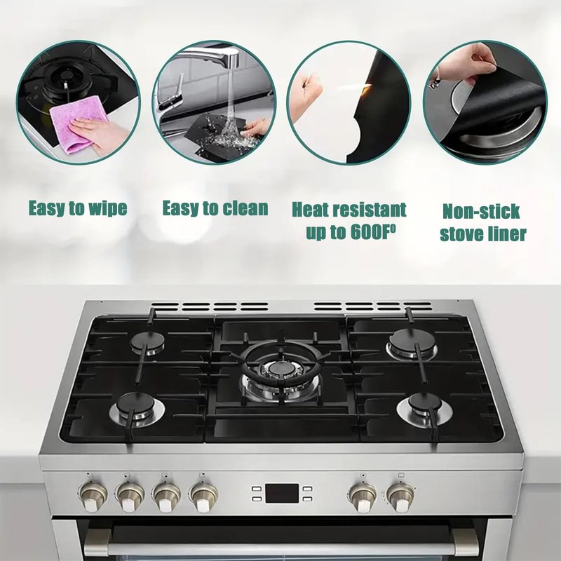 3-Piece Set of Gas Stove Guards, Easy-Clean and Reusable Stove