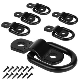JCHL D Rings Tie Down Anchors Hooks for Trailer Truck Bed Bracket Enclosed Points Pickup Camper Surface Mount D-Ring Heavy Duty 1/4" 2400 Pound Capacity (6-Pack)