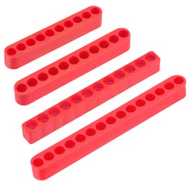 sourcing map 10,11,12,15 Holes Screwdriver Bit Holder Set, 7mm Dia Plastic Hex Shank Storage Case Red