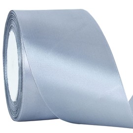 TONIFUL Silver Satin Ribbon 3 Inch X 25yds Solid Silk Ribbons for Gift Wrapping, Craft, Floral Bouquets, Valentine's Day Christmas Decoration，Birthday Gift Wrapping, Wedding Decoration