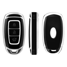 OFFCURVE Car Key Case, Key Cover, Key Cover, Protective Cover, 3 Buttons, Suitable for Hyundai i10 i30 ix25 ix35 IG Santa Fe Kona Elantra Grandeur Solaris Azera Tucson Palisade