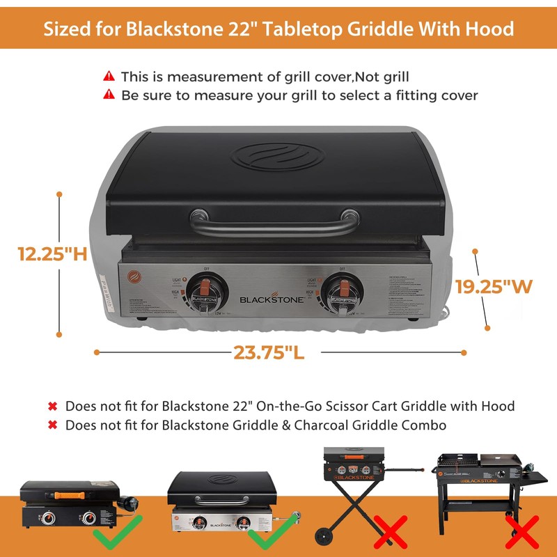 Griddle Cover for Blackstone 22 inch Tabletop Griddle with Hood,Custom