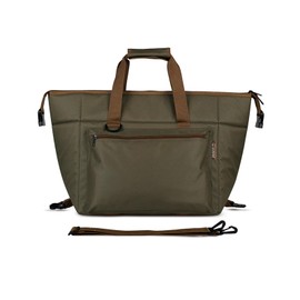 Yukon Outfitters 24 Can Insulated Cooler Bag, Durable Lightweight Leakproof Outdoor Camping Meal & Drink Soft Lunchbox w/Welded Foil Liner, Drop Handle & Shoulder Strap, Olive Drab/Earth