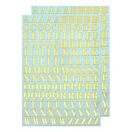 sourcing map 2 Sheets Letter Resin Stickers 3D Small A to Z Gold Mini Alphabet Sticker Metallic Glitter Alloy Uppercase for Resin Nail Scrapbooking 9mm