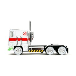 Jada Transformers G1 Optimus Prime Big Rig with Ghostbusters Ecto-1 Graphics - Die-Cast Vehicle - 1:24 Scale, Opening Doors, Hood & Trunk, Rubber Tires - Ages 8+ - White/Green