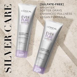 Lâ€™Oréal Paris Acondicionador Sin Sulfatos Everpure Silver Care De L'Oréal Paris, Cuidado Iluminador Y Nutritivo Para Cabello Gris Y Plateado, Fórmula Vegana Con Péptidos, 8.5 Claro 8,5 Onzas Líquidas