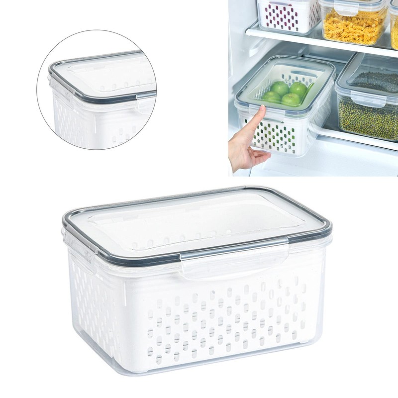 Drain Storage Basket Box Transparent Fruit Vegetable Storage Container, Quick