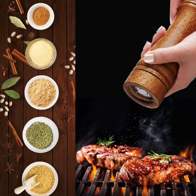 Gulex® Wood Pepper Grinder Pepper Mill,Adjustable Coarseness 8 Inch Wooden