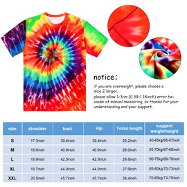 Norme 5 Pieces Mardi Carnival Hippie Costume for Men Women 70s Tie Dye T-Shirt Peace Sign Necklace Headband Wig Sunglass(Classic, Large)