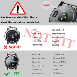 ANCOOL Compatible with Fenix 6X Band, 26mm Two-tone Soft Watch Strap Replacement for Fenix 6X/Fenix 6X Pro/Fenix 5X/Fenix 5X Plus/D2 Delta PX/Tactix Charlie/Descent MK2i Smartwatches (Red-Black)