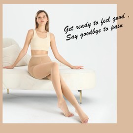 SKYFOXE Medical Compression Pantyhose for Women Men Open Toes Support Hose Compression Stockings Firm Graduated 20-30mmHg Toeless Compression Tights for Swelling, Edema Varicose Veins