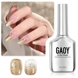 GAOY Glitter Gel Nail Polish, 16ml Gold Sparkly Gel Polish, Diamond Shiny Glitter UV Gel for Nail Art, Soak Off Nail Polish Home DIY Manicure, 1991