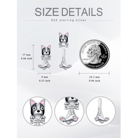 Flpruy Boston Terrier Stud Earrings 925 Sterling Silver Boston Terrier Dog Earrings Boston Terrier Jewelry Gifts for Women Boston Terrier Lovers