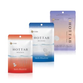 HOT TAB Trial Set, Bicarbonate Bath Solutions, Assorted, Neutral, High Concentration, Chlorine Neutralizer (3 Trial Types Total 27 Tablets, WELLNESS/RECOVERY/Natural ZEN)